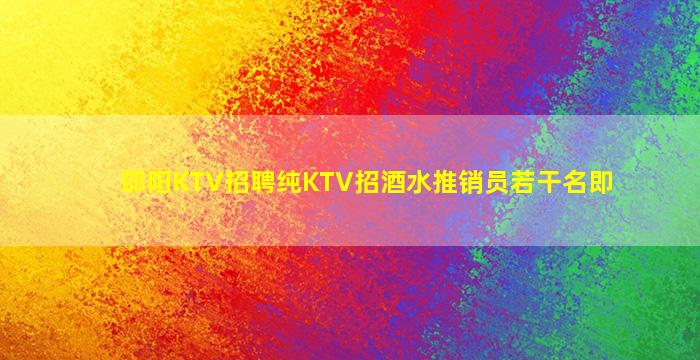 邵阳KTV招聘纯KTV招酒水推销员若干名即